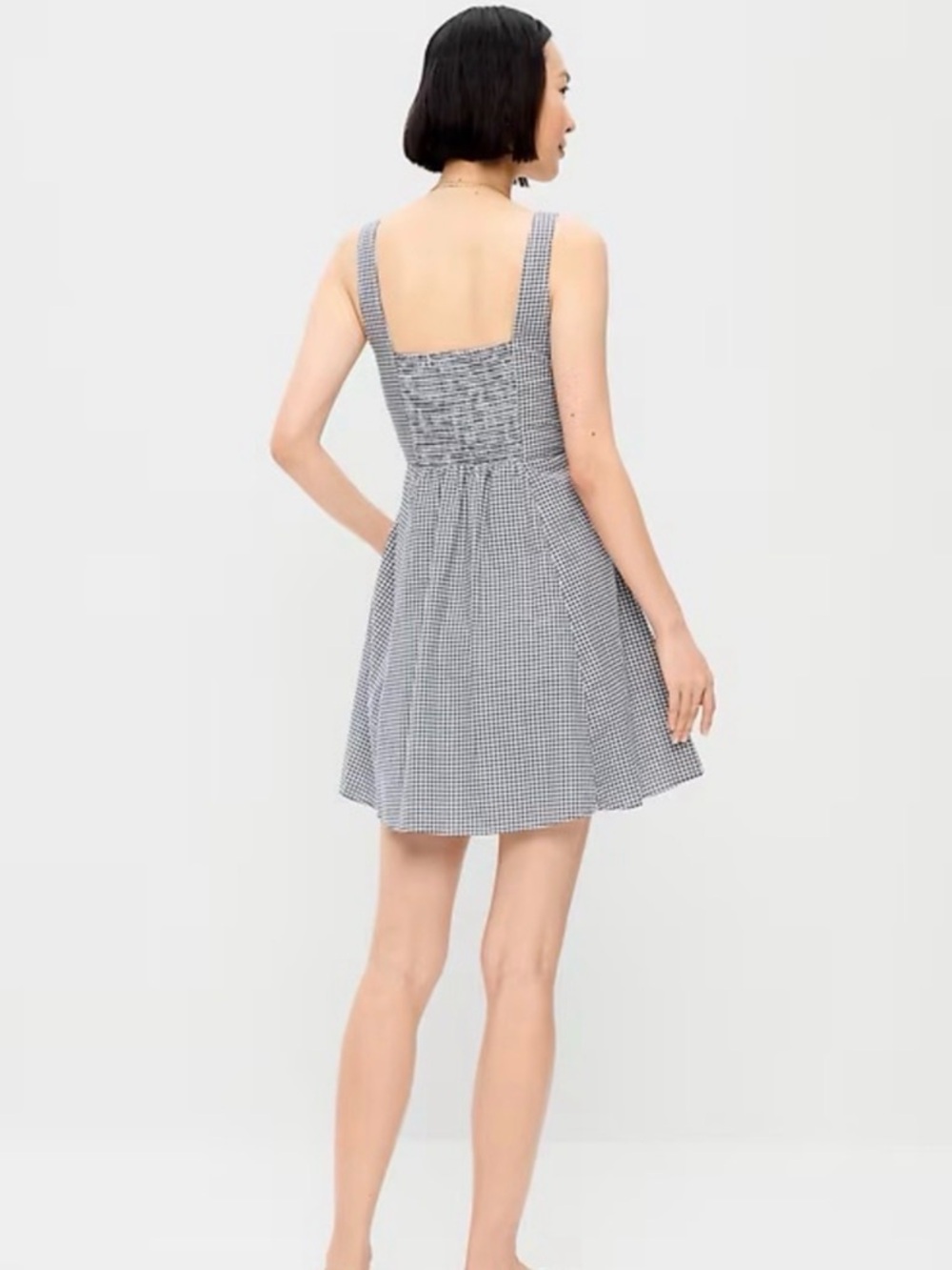Old Navy Classic Gingham A-Line Dress - Navy/White - Picture 2 of 5